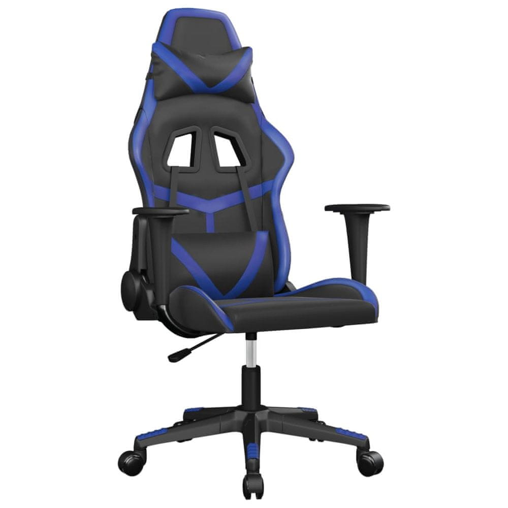 Vidaxl Masážna herná stolička čierna a modrá umelá koža